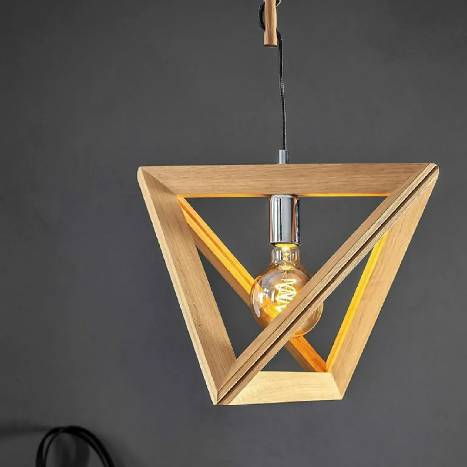 Store Designerska, drewniana lampa wisząca 1271174 TRIGONON | Kaja Żyrandole Nowoczesne