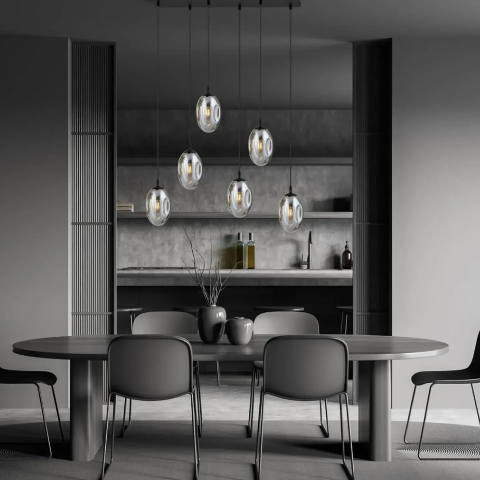 Flash Sale Designerska lampa wisząca z grafitowymi kloszami 1266/6 z serii ASTRAL Żyrandole Nowoczesne