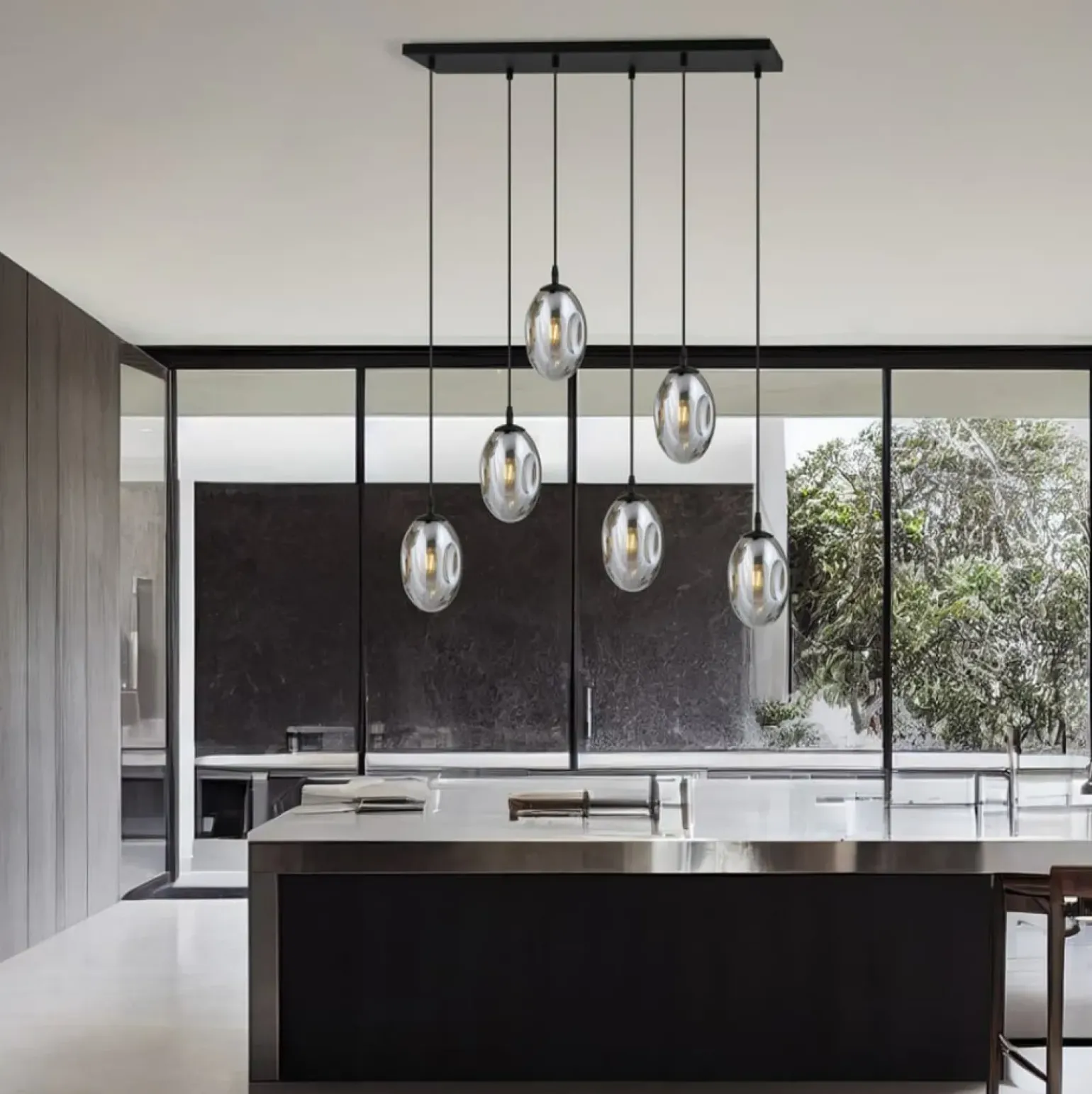 Flash Sale Designerska lampa wisząca z grafitowymi kloszami 1266/6 z serii ASTRAL Żyrandole Nowoczesne