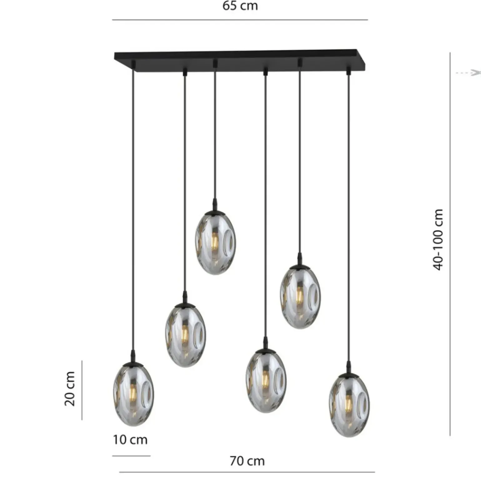 Flash Sale Designerska lampa wisząca z grafitowymi kloszami 1266/6 z serii ASTRAL Żyrandole Nowoczesne