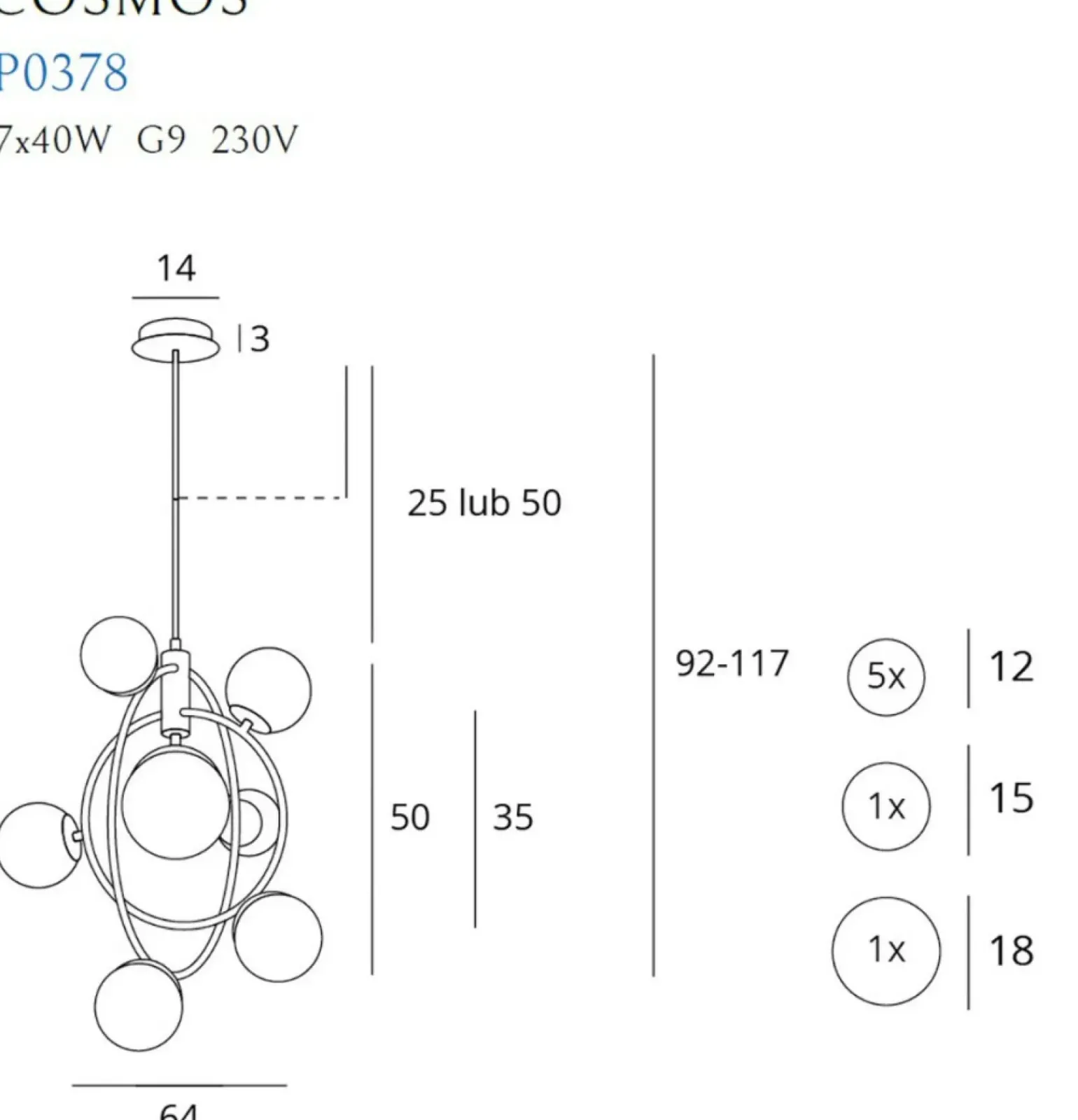 Best Designerska lampa wisząca z planetami MX P0378 COSMOS | Kaja Żyrandole Nowoczesne