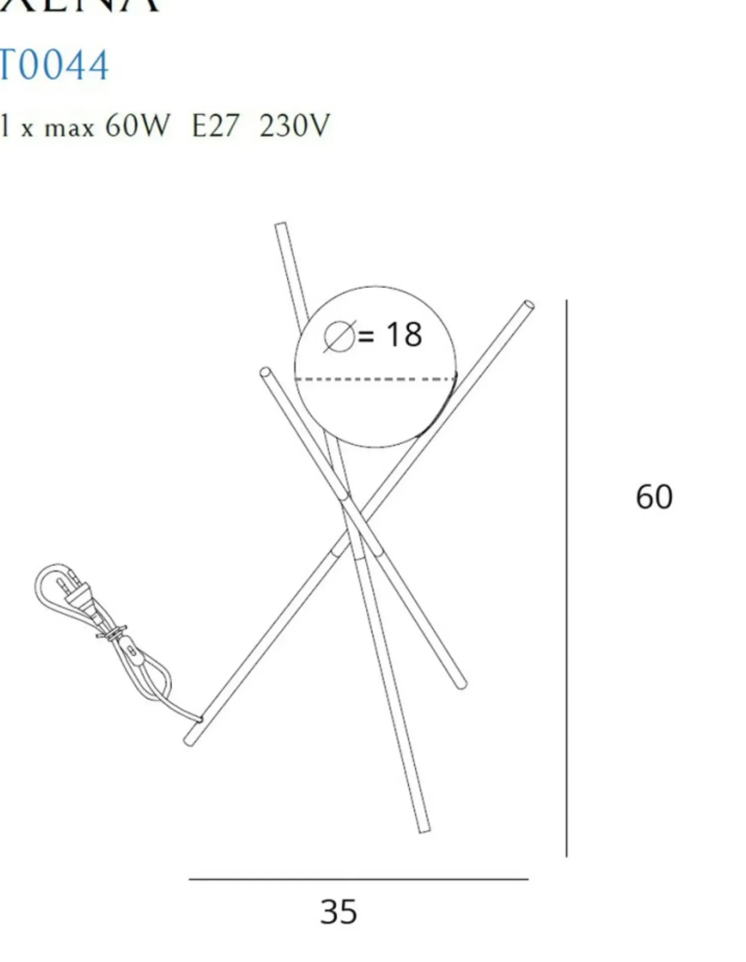 Sklep Kaja Designerska lampka trójnóg z kloszem MX T0044 XENA | Kaja Oświetlenie