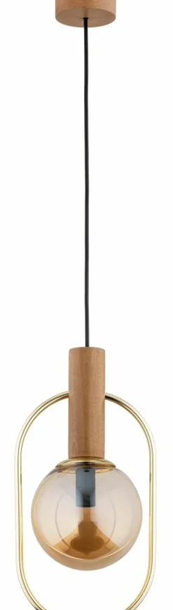 Cheap Drewniana, dekoracyjna lampa wisząca z kloszem AL 61153 MUFI | Kaja Żyrandole Nowoczesne