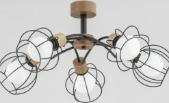 Cheap Drewniana lampa sufitowa z drucianymi kloszami AL 28385 | Kaja Żyrandole Nowoczesne