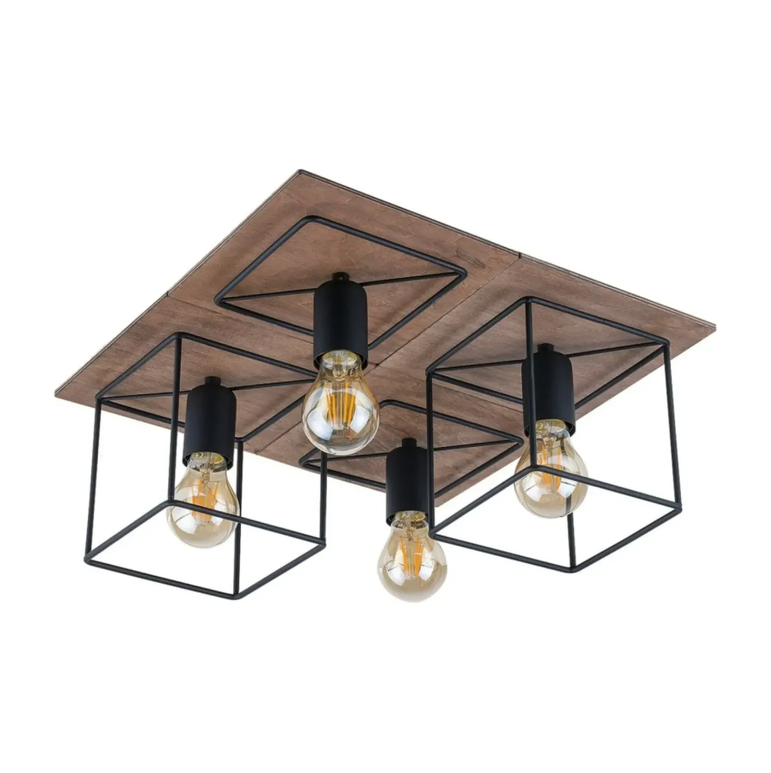 New Drewniana lampa sufitowa z drucianymi elementami 9044 | Kaja Żyrandole Nowoczesne