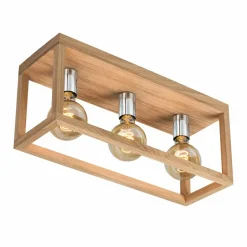 Outlet Drewniana lampa sufitowa z chromowanymi oprawkami 9158374 KAGO | Kaja Żyrandole Nowoczesne