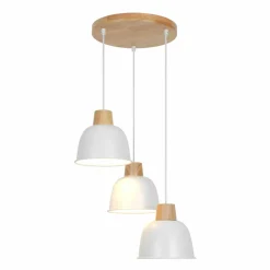 Shop Drewniana lampa sufitowa z białymi zwisami P21031M-3RORLO | Kaja Żyrandole Nowoczesne