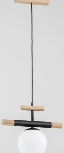 Best Sale Drewniana lampa wisząca z kulistym kloszem AL 60925 | Kaja Żyrandole Nowoczesne