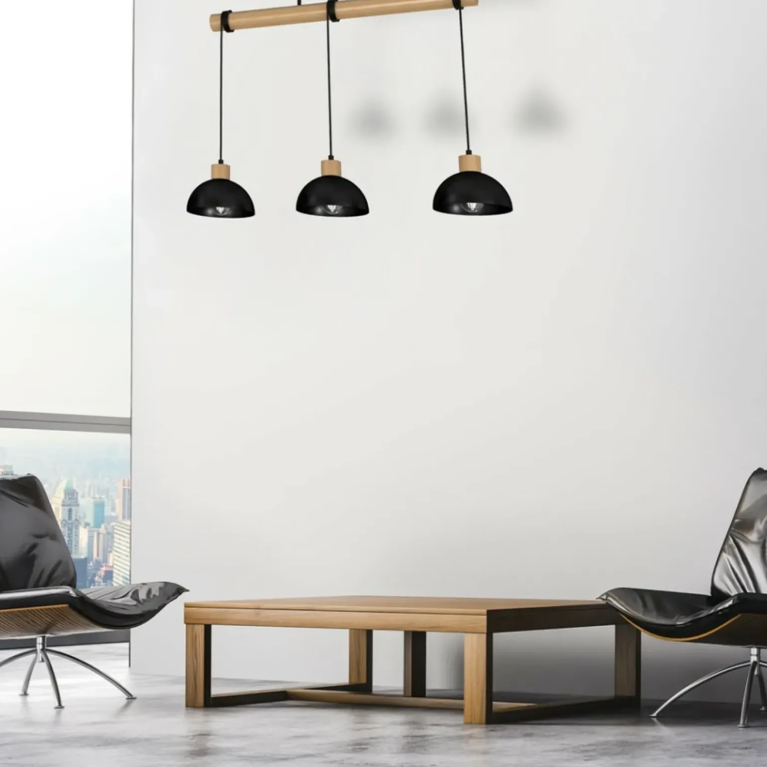 Best Sale Drewniana lampa wisząca z trzema kloszami MLP7226 z serii ERIK | Kaja Oświetleni Żyrandole Nowoczesne