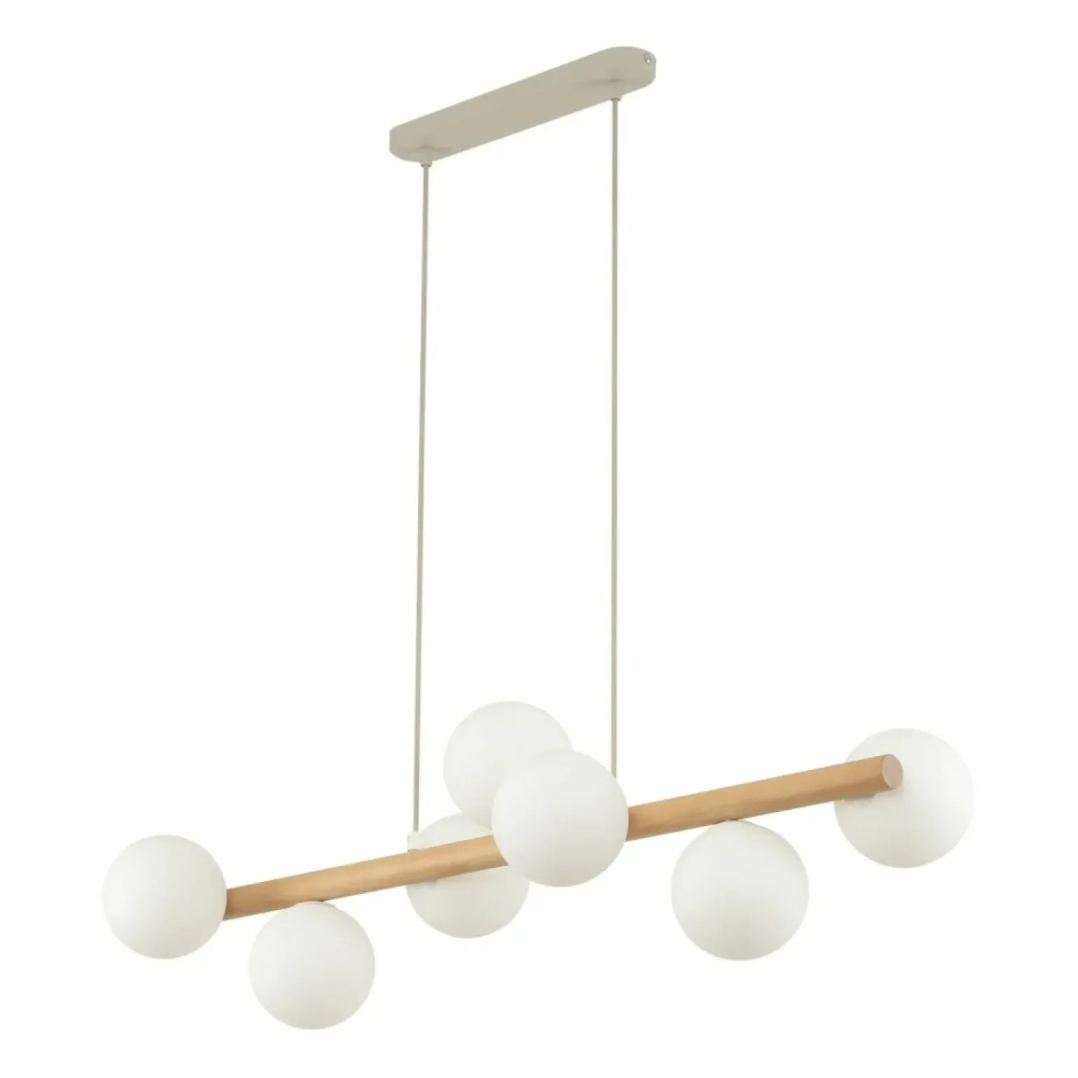 Best Drewniana lampa wisząca z białymi kulami TK 5905 ESTERA WOOD | Kaja Żyrandole Nowoczesne