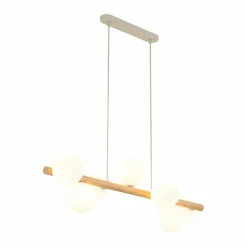 Best Drewniana lampa wisząca z białymi kulami TK 5905 ESTERA WOOD | Kaja Żyrandole Nowoczesne