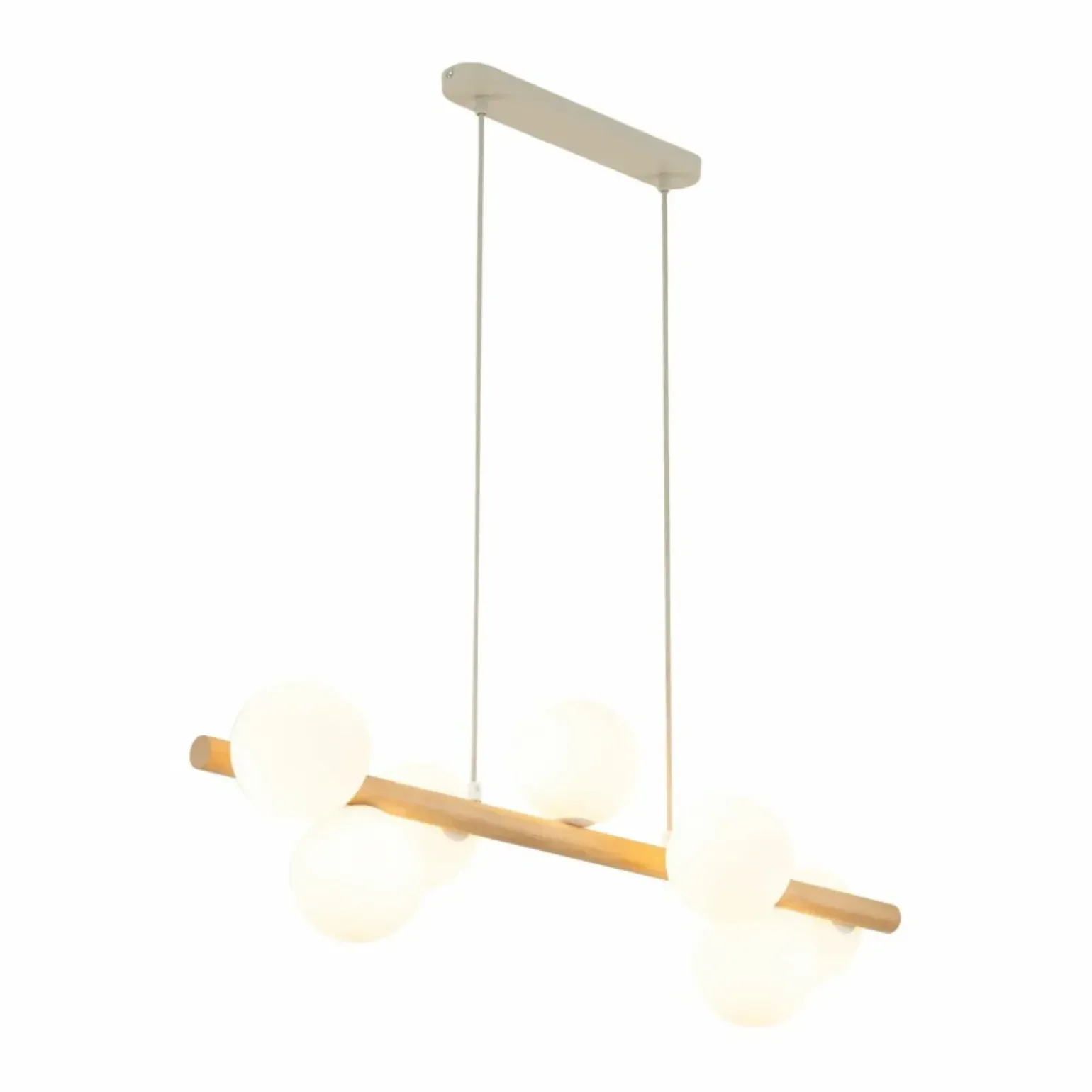 Best Drewniana lampa wisząca z białymi kulami TK 5905 ESTERA WOOD | Kaja Żyrandole Nowoczesne