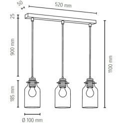 Flash Sale Drewniana listwa nad stół w jadalni 1760374 ALESSANDRO WOOD | Kaja Żyrandole Nowoczesne