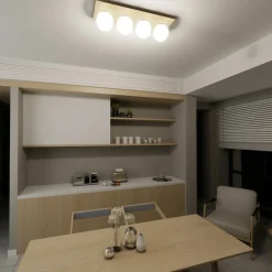 Fashion Drewniana listwa sufitowa z okrągłymi kloszami 1142/4 KENZO | Kaja Żyrandole Nowoczesne