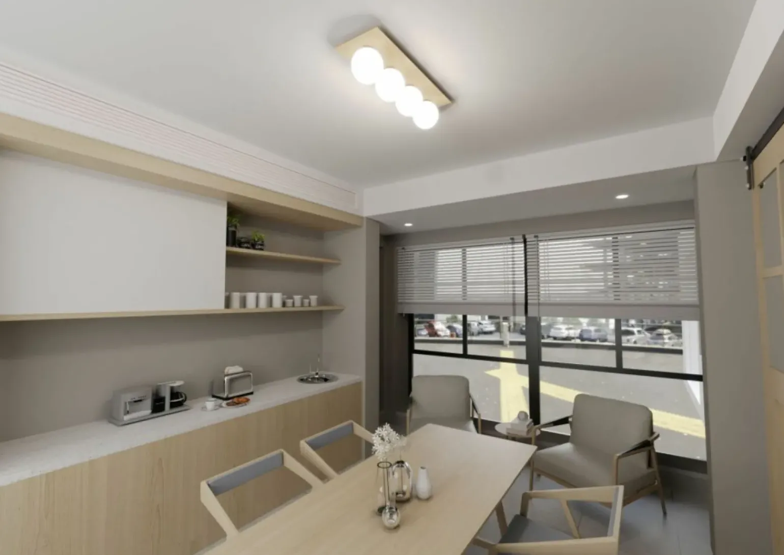 Fashion Drewniana listwa sufitowa z okrągłymi kloszami 1142/4 KENZO | Kaja Żyrandole Nowoczesne