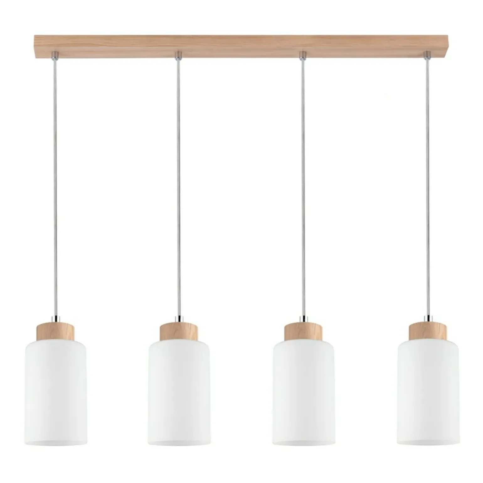 Best Drewniana listwa z czterema szklanymi kloszami 1720474 BOSCO | Kaja Żyrandole Nowoczesne