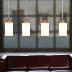 Best Drewniana listwa z czterema szklanymi kloszami 1720474 BOSCO | Kaja Żyrandole Nowoczesne