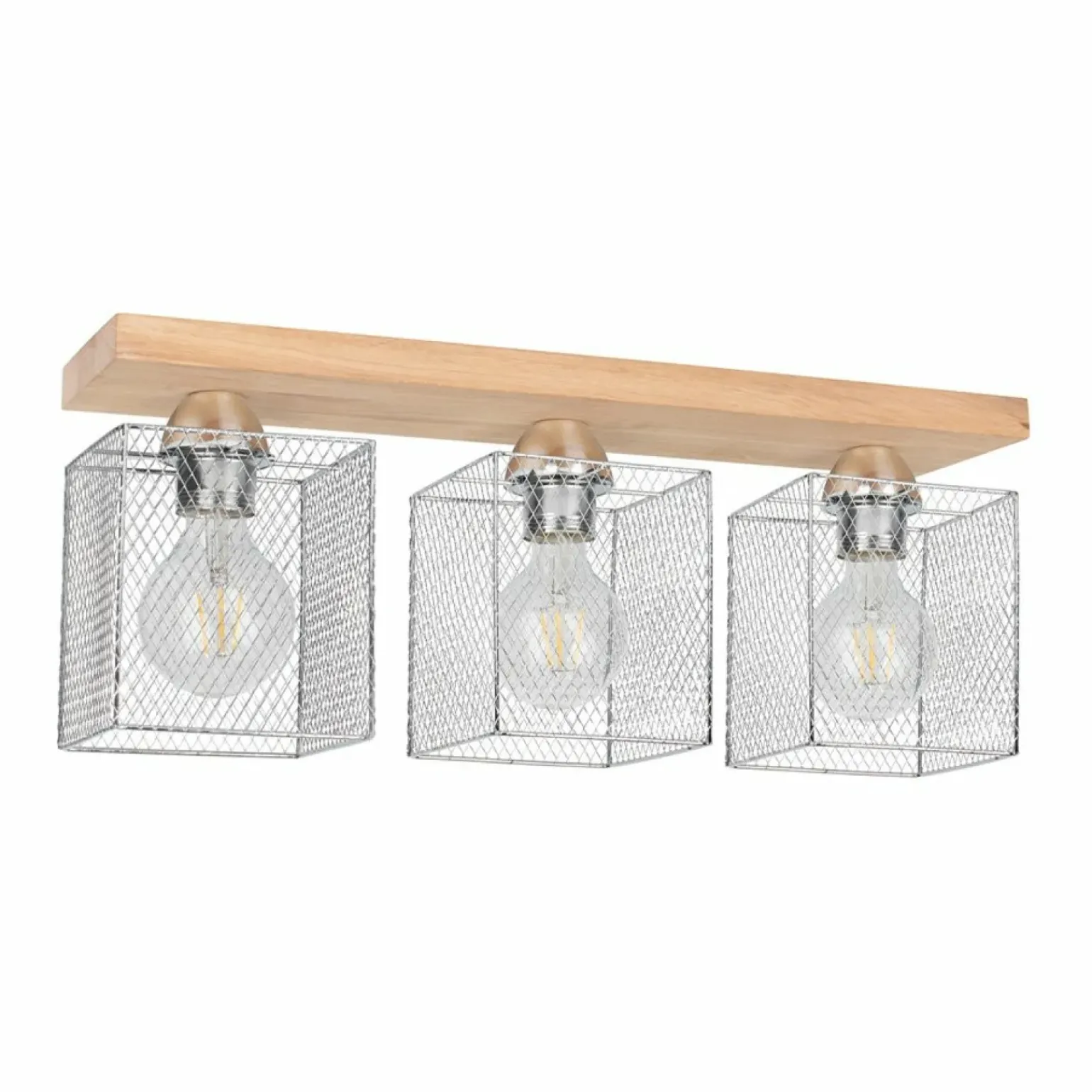 Hot Drewniana listwa z drucianymi abażurami 8175374 NORMAN WOOD | Kaja Żyrandole Nowoczesne