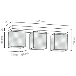 Hot Drewniana listwa z drucianymi abażurami 8175374 NORMAN WOOD | Kaja Żyrandole Nowoczesne