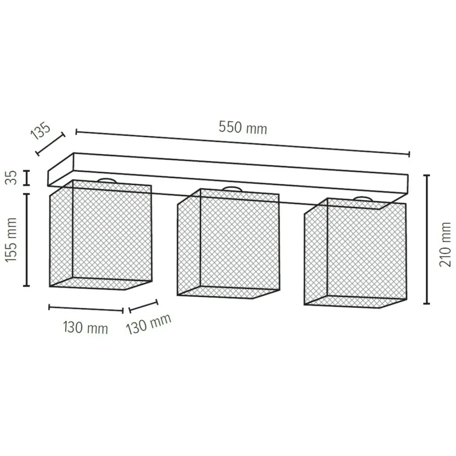 Hot Drewniana listwa z drucianymi abażurami 8175374 NORMAN WOOD | Kaja Żyrandole Nowoczesne