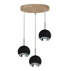 New Drewniana, okrągła lampa wisząca z kulami 5143374R BALL WOOD | Kaja Żyrandole Nowoczesne
