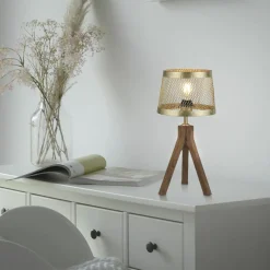 Sklep Kaja Drewniano-metalowa lampka stołowa 11423-60 z serii FREDERIK | Kaja