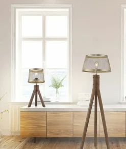 Sklep Kaja Drewniano-metalowa lampka stołowa 11423-60 z serii FREDERIK | Kaja