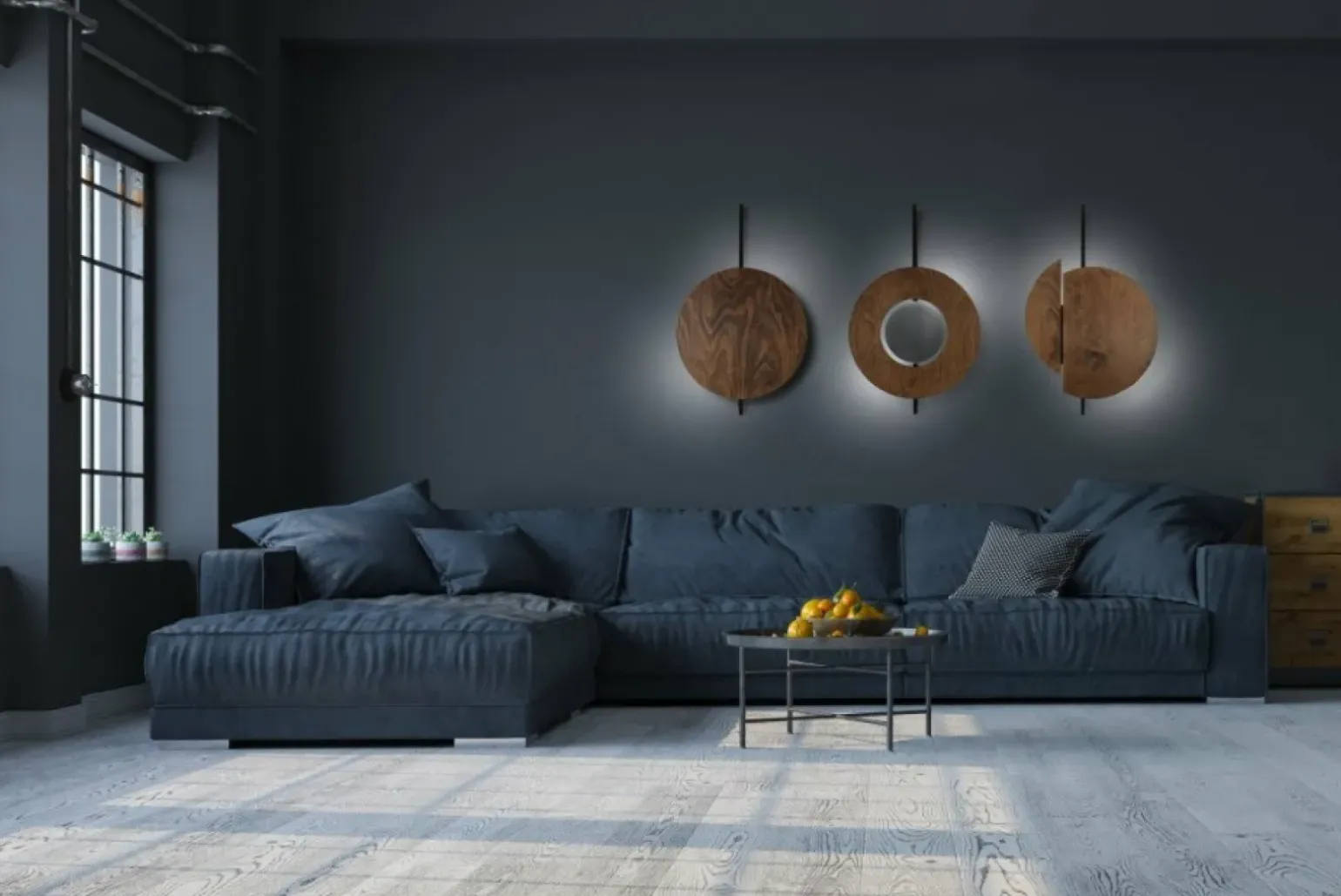 Sklep Kaja Drewniany kinkiet ścienny, w kształcie koła 7655 | Kaja Oświetlenie