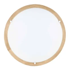 Sklep Kaja Drewniany, ledowy, okrągły plafon z kloszem ⌀35cm 4753174 FRIDA | Kaja