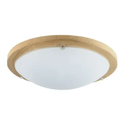 Sklep Kaja Drewniany, ledowy, okrągły plafon z kloszem ⌀35cm 4753174 FRIDA | Kaja