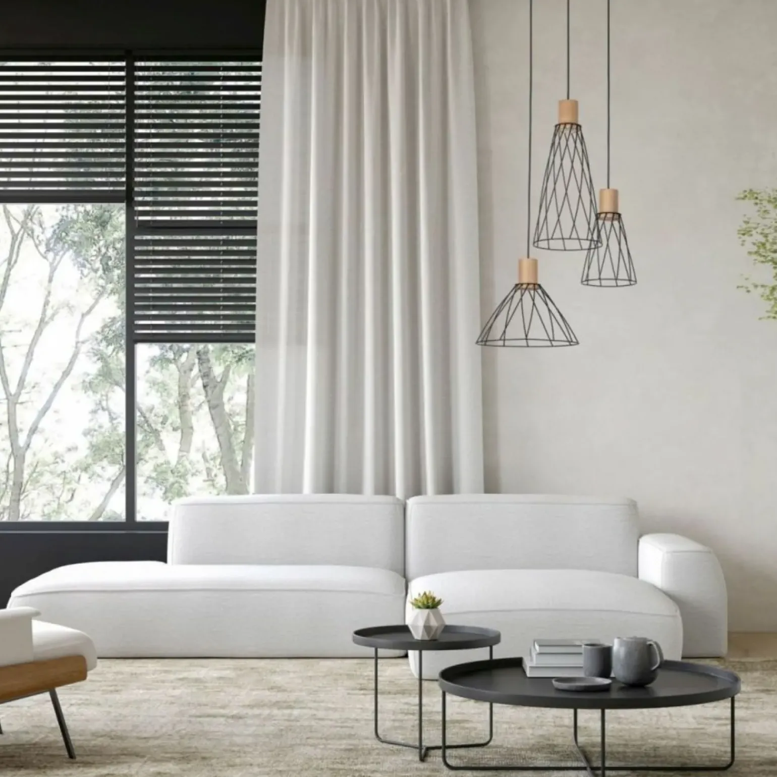 Best Sale Druciana lampa wisząca do salonu TK 10188 MODESTO WOOD SOSNA | Kaja Żyrandole Nowoczesne