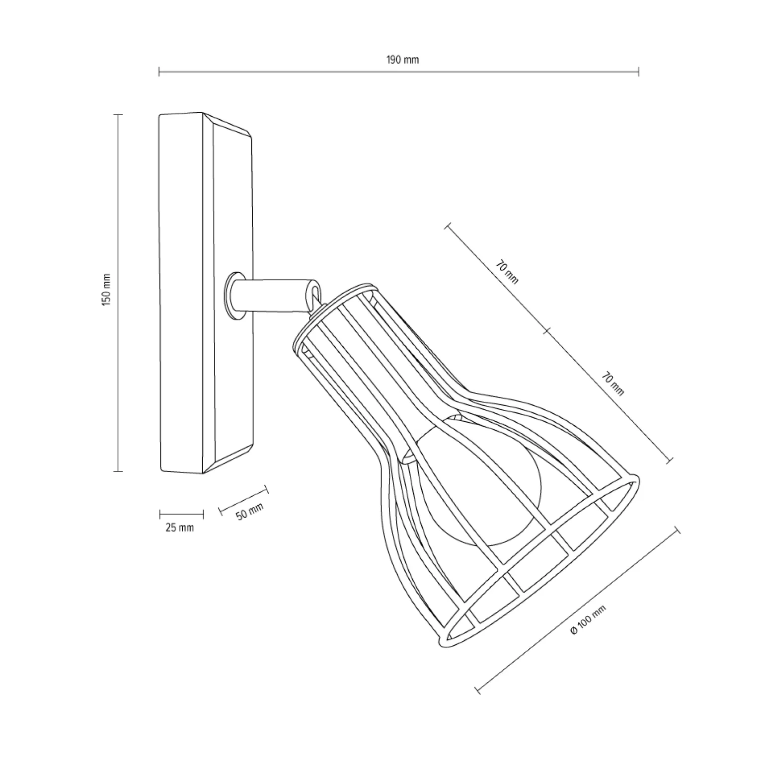 Sklep Kaja Druciany kinkiet na dębowej podstawie 2344174 MEGAN WOOD | Kaja