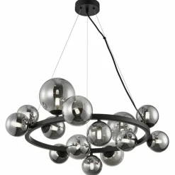 Best Duża, czarna lampa wisząca, koło z kloszami ML0334 MILA | Kaja Żyrandole Nowoczesne