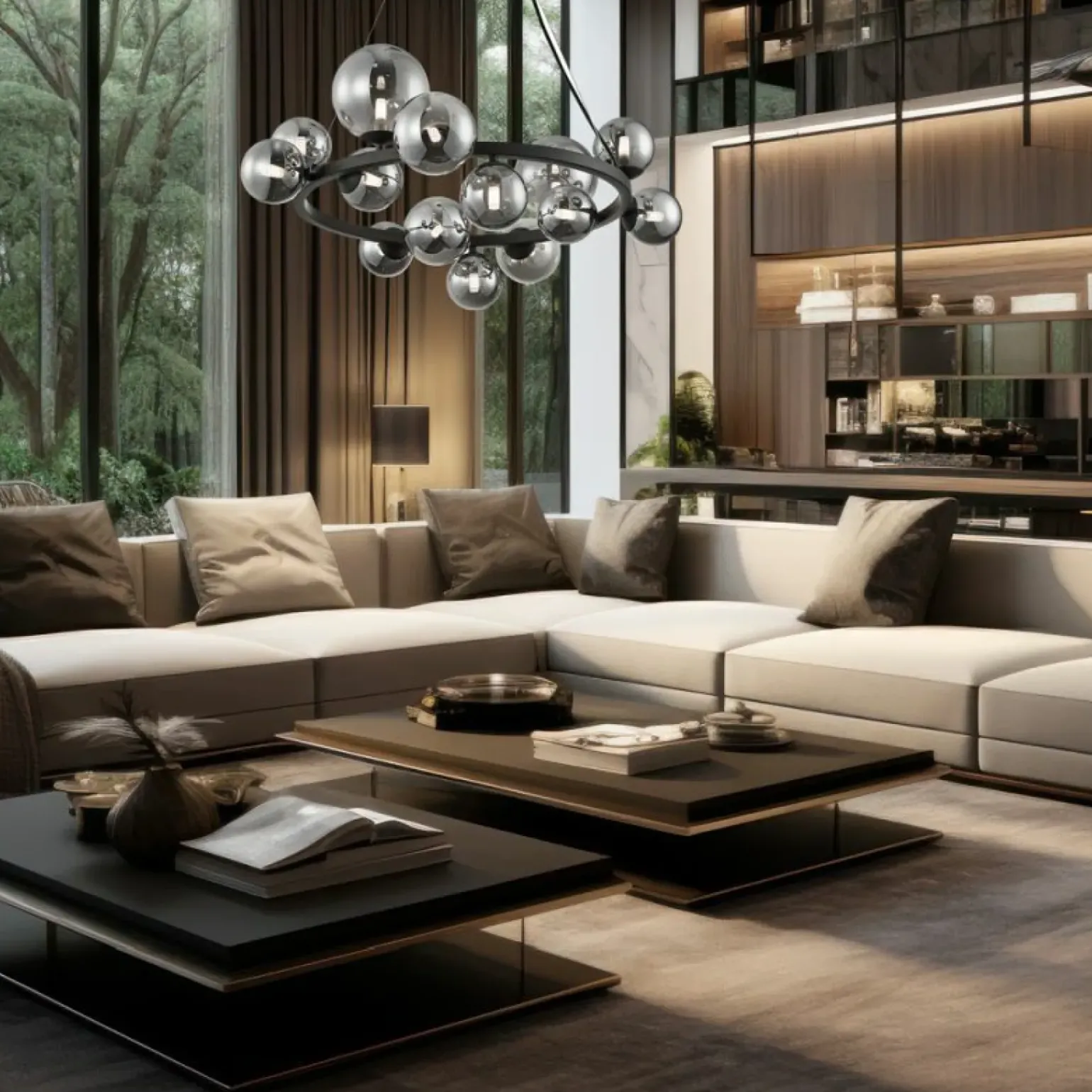 Best Duża, czarna lampa wisząca, koło z kloszami ML0334 MILA | Kaja Żyrandole Nowoczesne