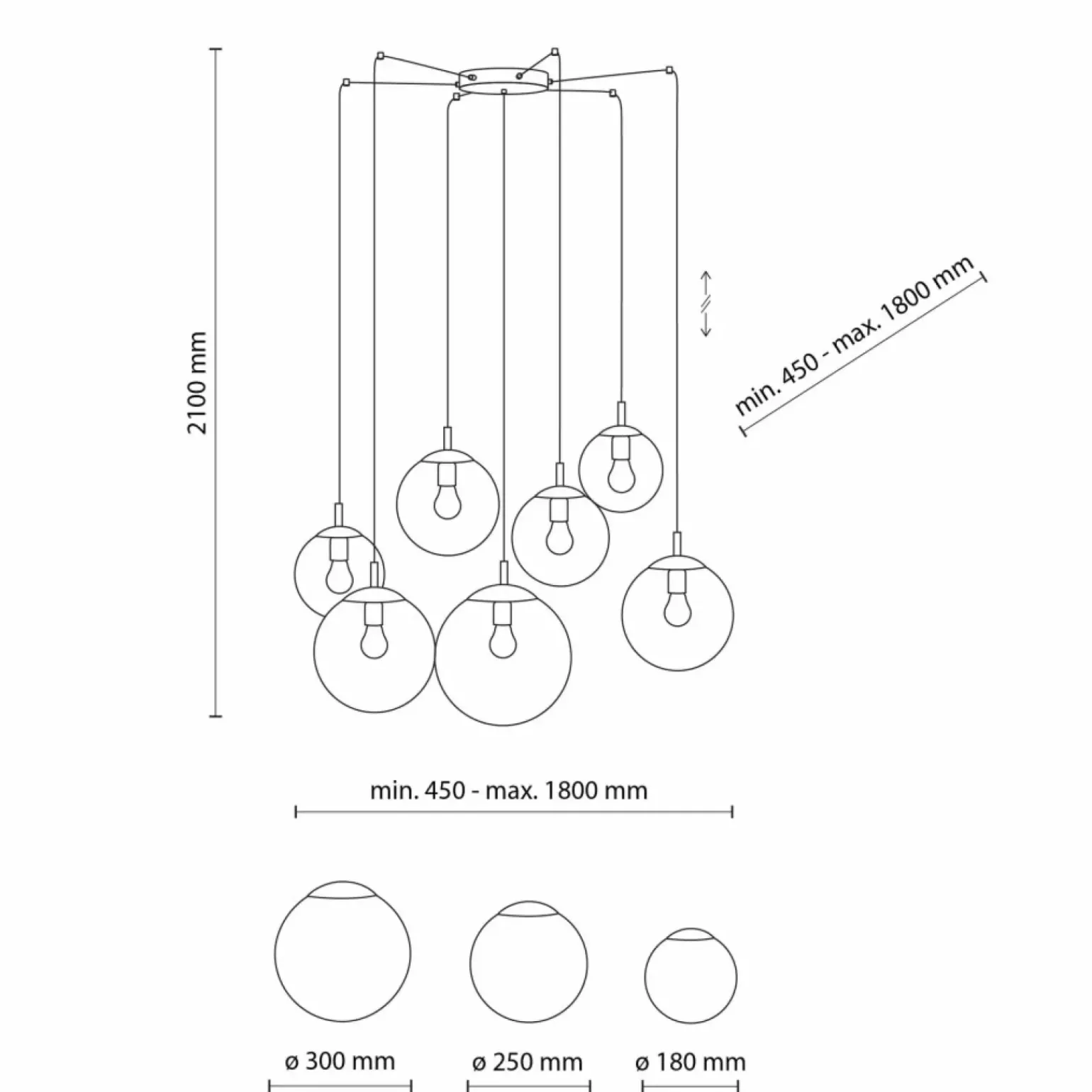 Best Sale Duża lampa wisząca typu pająk, 7 kloszy TK 4794 ESME WHITE | Kaja Żyrandole Nowoczesne