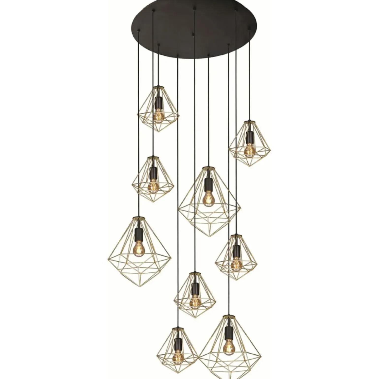 Flash Sale Duża lampa z kloszami w kształcie diamentów KP-14 GOLD | Kaja Żyrandole Nowoczesne