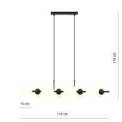 Best Sale Długa, dekoracyjna lampa z białymi kloszami 1205/8 z serii RORY | Kaja Żyrandole Nowoczesne