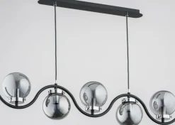 Cheap Długa lampa wisząca z 5 grafitowymi kloszami AL 62153 | Kaja Żyrandole Nowoczesne