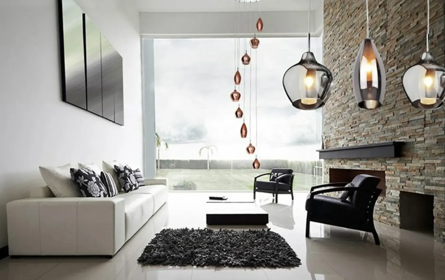 Fashion Długa lampa wisząca z ozdobnymi kloszami AZ3134 AMBER | Kaja Żyrandole Nowoczesne