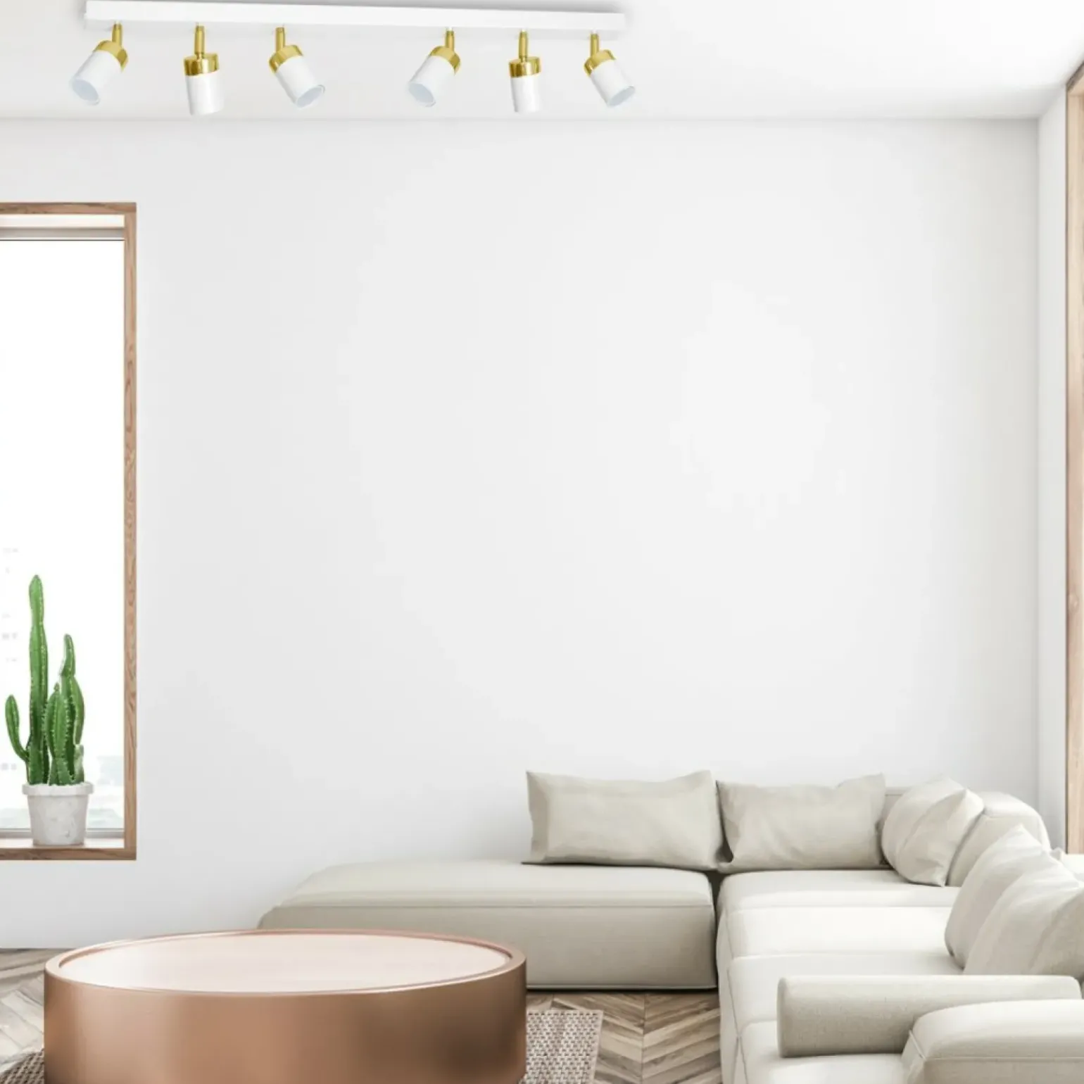 Best Sale Długa listwa z biało-złotymi reflektorami MLP6131 JOKER | Kaja Żyrandole Nowoczesne