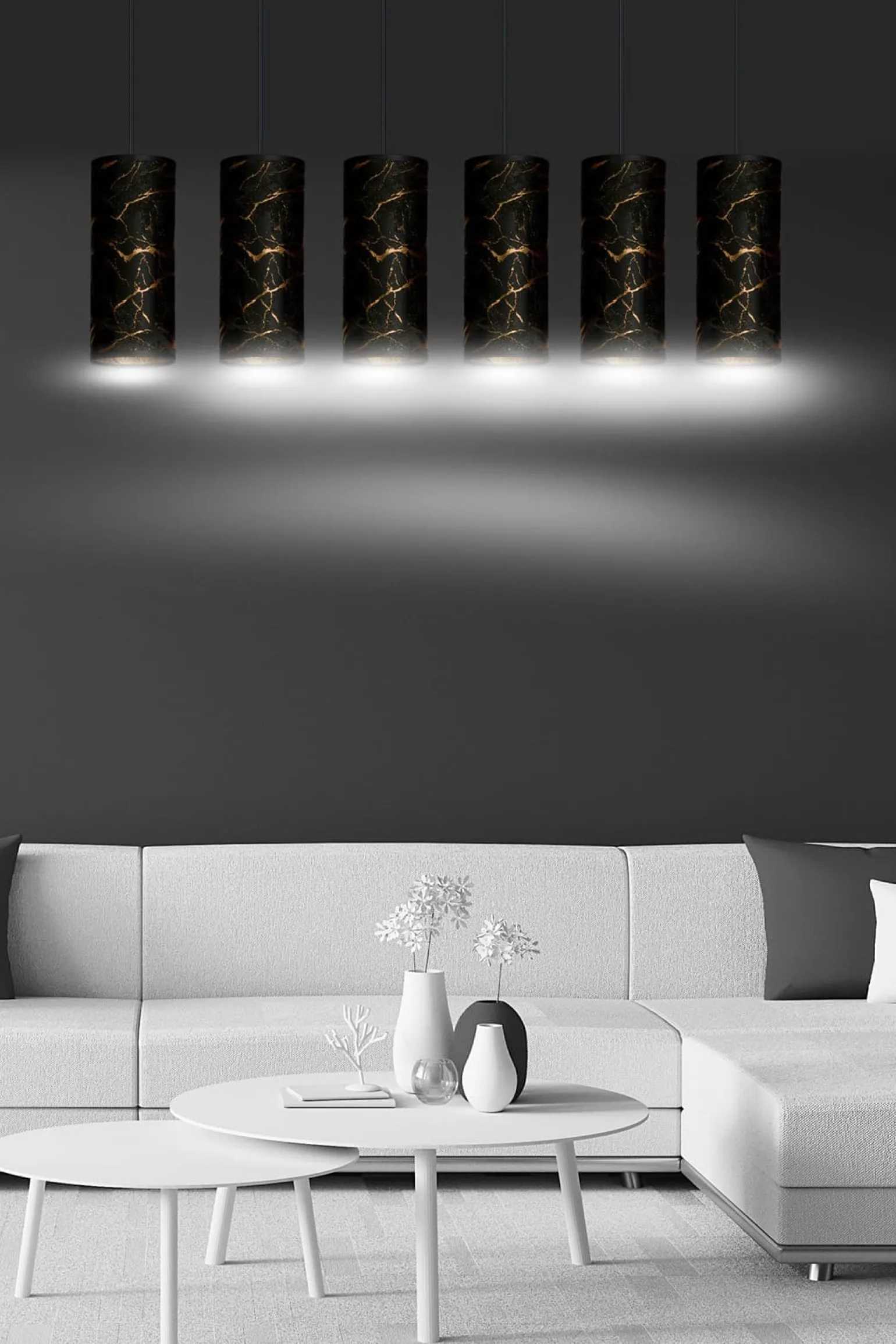 Sklep Kaja Długa listwa ze smukłymi abażurami na zwisach 1056/6 KARLI | Kaja