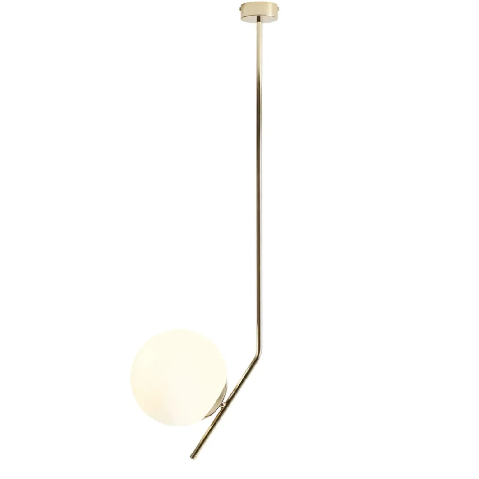 Sklep Kaja Długi, złoty, sztywny zwis z mlecznym kloszem 1095PL_G30_L GALLIA