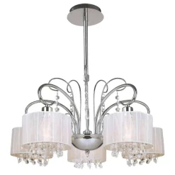 Sklep Kaja Duży, srebrny żyrandol z kryształkami MDM1583/5 WH SPAN | Kaja