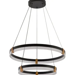 Shop Dwupoziomowa, ledowa lampa wisząca LP-0407/2P BK PLUM | Kaja Żyrandole Nowoczesne