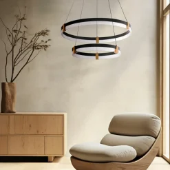 Shop Dwupoziomowa, ledowa lampa wisząca LP-0407/2P BK PLUM | Kaja Żyrandole Nowoczesne