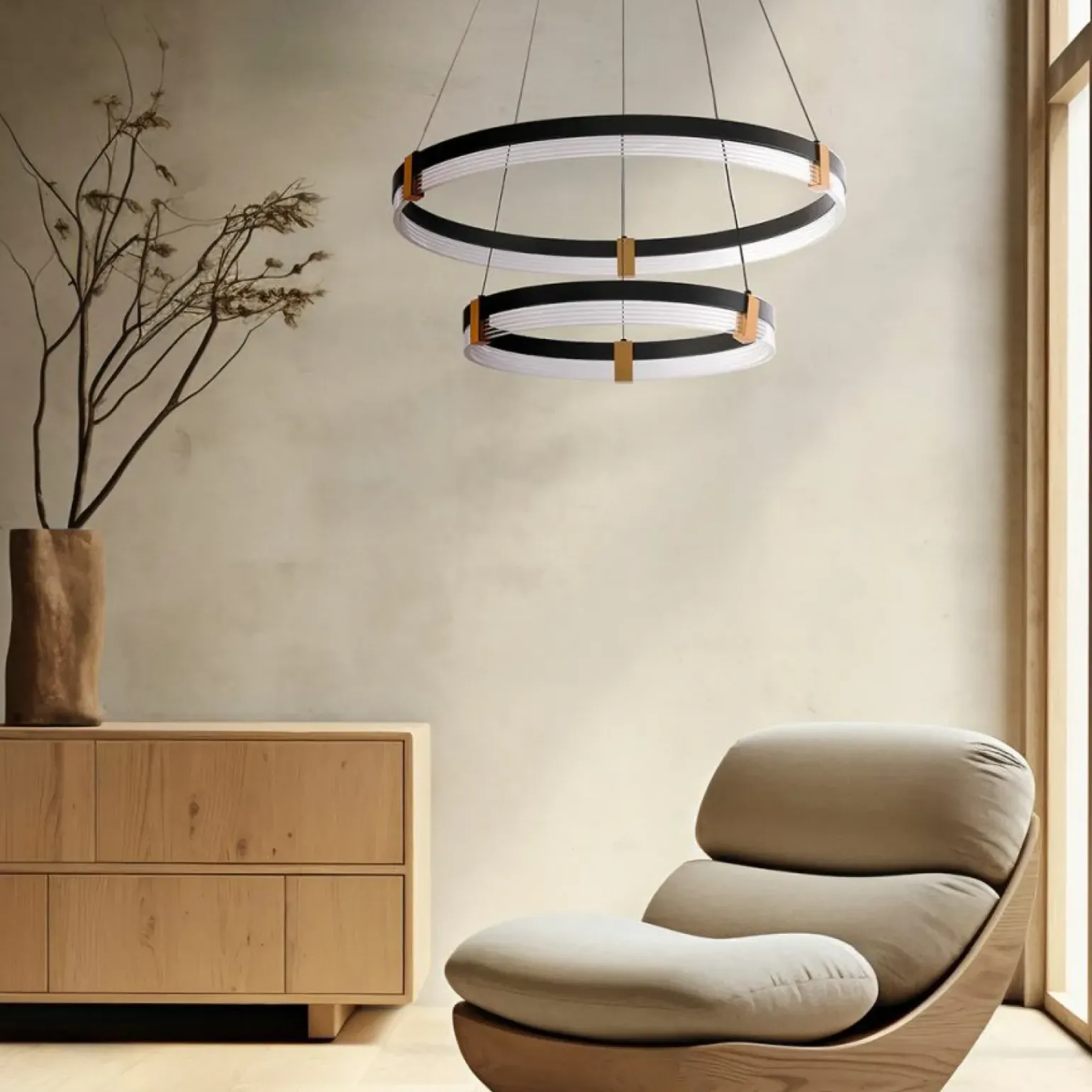 Shop Dwupoziomowa, ledowa lampa wisząca LP-0407/2P BK PLUM | Kaja Żyrandole Nowoczesne