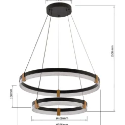 Shop Dwupoziomowa, ledowa lampa wisząca LP-0407/2P BK PLUM | Kaja Żyrandole Nowoczesne
