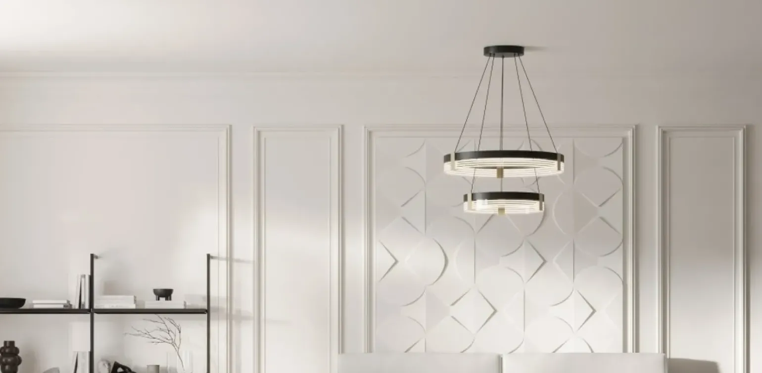 Shop Dwupoziomowa, ledowa lampa wisząca LP-0407/2P BK PLUM | Kaja Żyrandole Nowoczesne