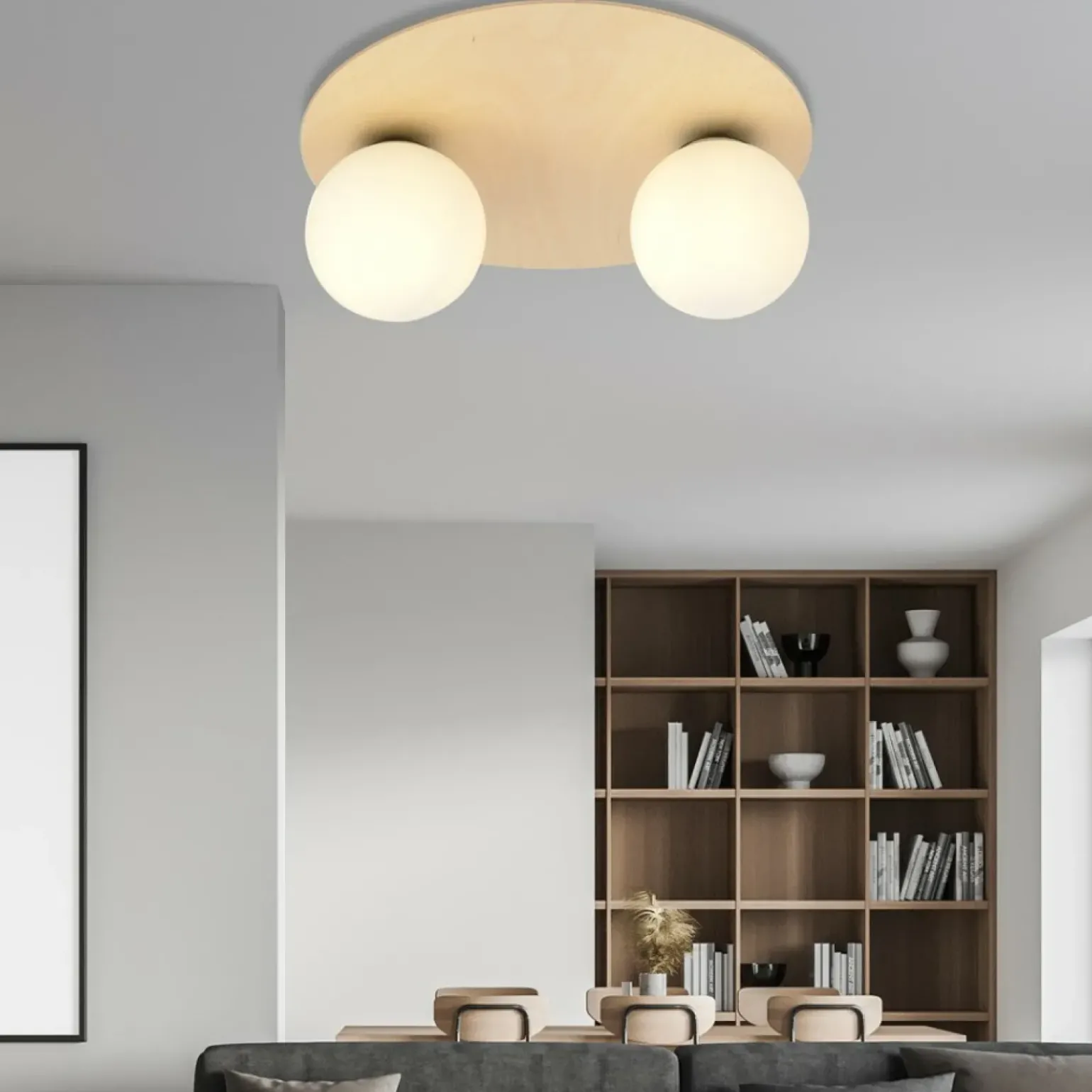 Store Dwupunktowa, drewniana lampa sufitowa 1142/2B KENZO | Kaja Oświetlenie Żyrandole Nowoczesne