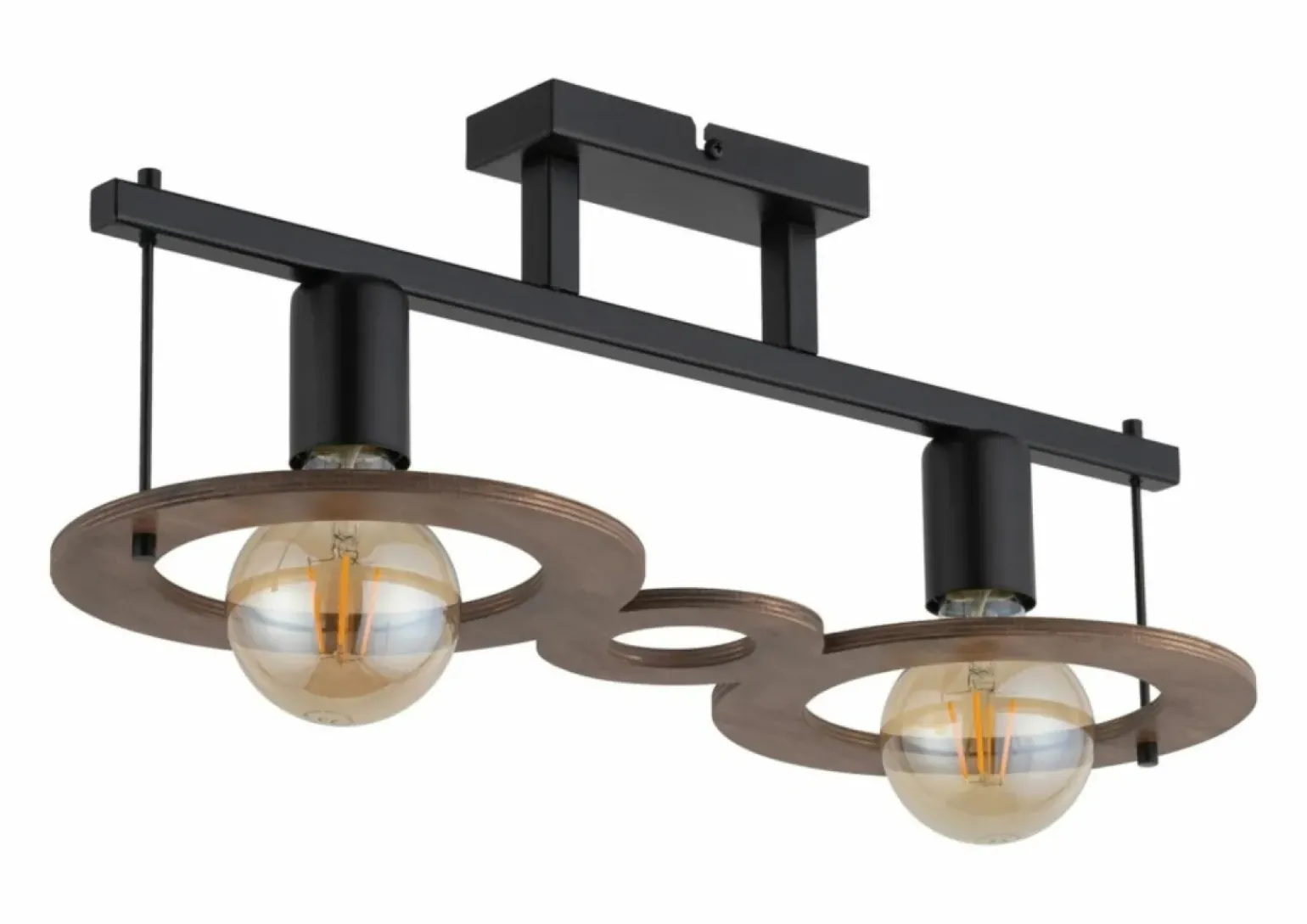 New Dwupunktowa lampa sufitowa z dodatkiem drewna SIG 32487 z serii COFFEE Żyrandole Nowoczesne